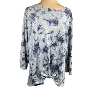 Avenue Women's Tunic Top Blue Gray Tie Dye Knot Size 18/20